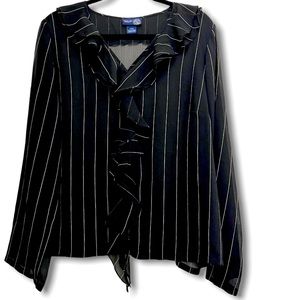 Venezia Jeans Clothing Co. Black Sheer Plus Size [18/20] Long Sleeve Blouse